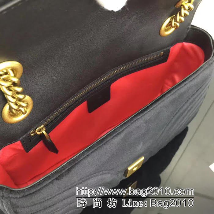 GUCCI古馳頂級原單 新款專櫃品質 實物實拍 443497絨布 克色鏈條單肩斜挎包 HY1118